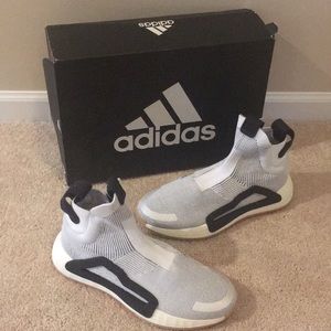 White Adidas N3XT L3V3L basketball shoes